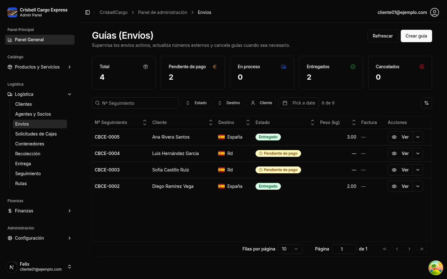 CrisbellCargo — Envíos
